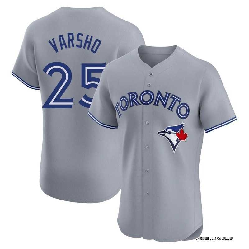 Men%27s Toronto Blue Jays #25 Daulton Varsho Grey Cool Base Stitched Baseball Jersey Dzhi